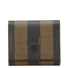 フェンディ ペカン 三つ折り財布 ブラック ブラウン PVC レザー レディース FENDI 【中古】