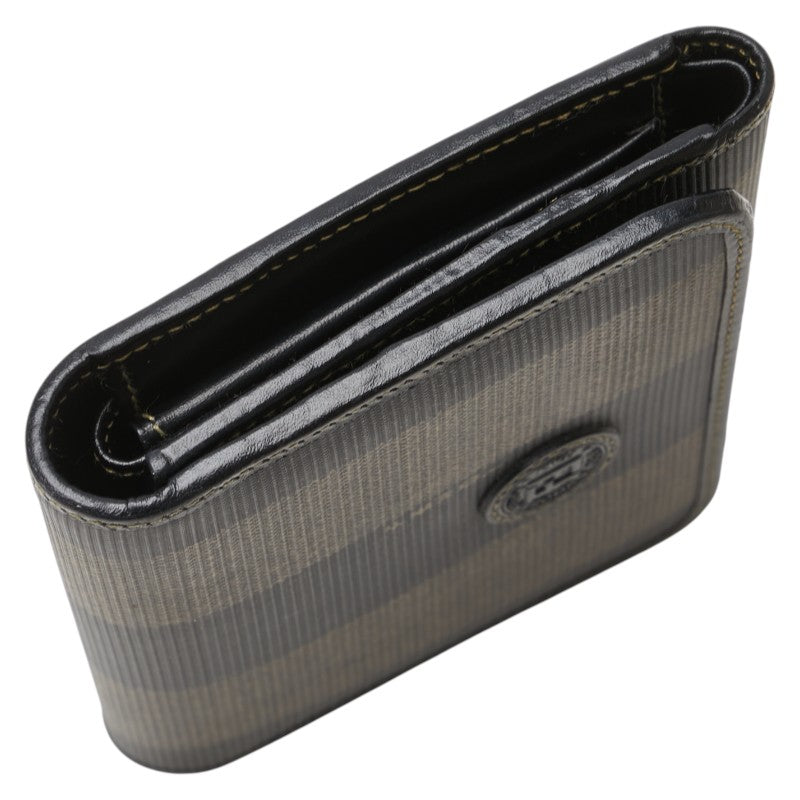 フェンディ ペカン 三つ折り財布 ブラック ブラウン PVC レザー レディース FENDI 【中古】