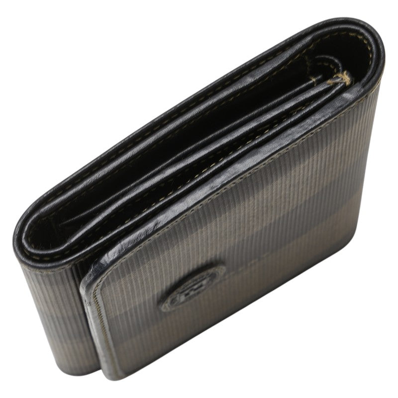 フェンディ ペカン 三つ折り財布 ブラック ブラウン PVC レザー レディース FENDI 【中古】