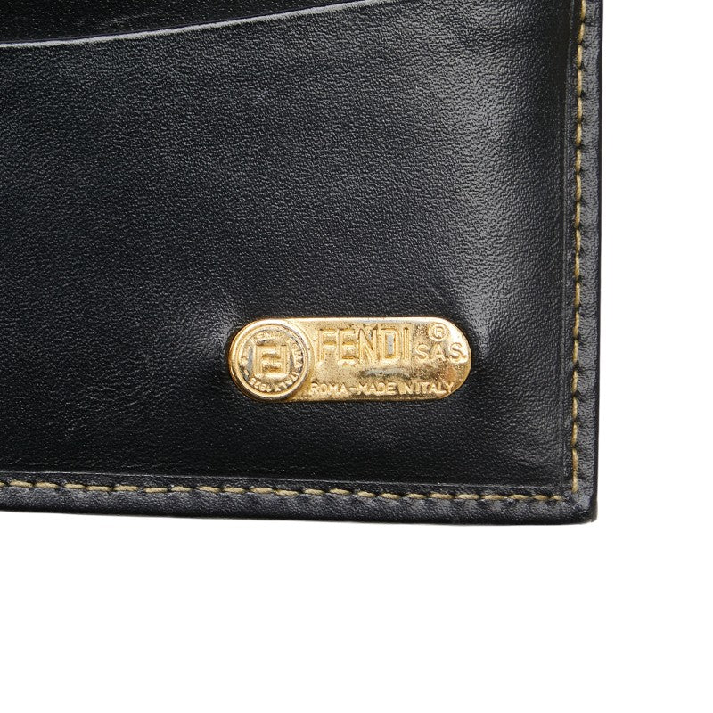 フェンディ ペカン 三つ折り財布 ブラック ブラウン PVC レザー レディース FENDI 【中古】