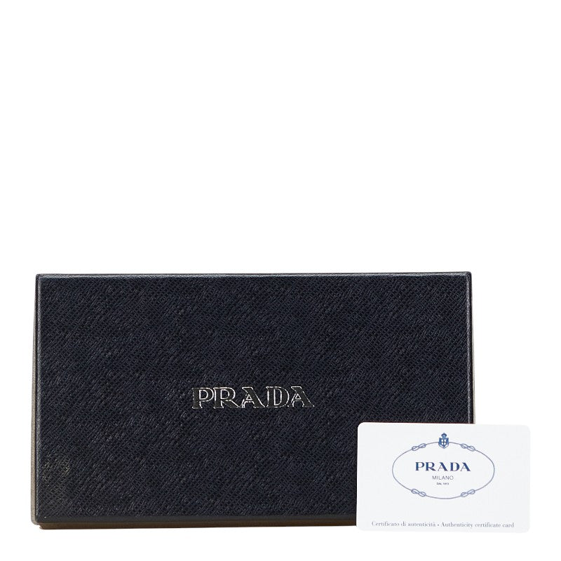 プラダ ドクロ スカル 長財布 ラウンドファスナー 2M1264 ブラック シルバー ナイロン レザー メンズ PRADA 【中古】