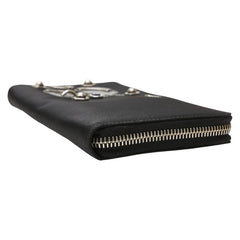 プラダ ドクロ スカル 長財布 ラウンドファスナー 2M1264 ブラック シルバー ナイロン レザー メンズ PRADA 【中古】