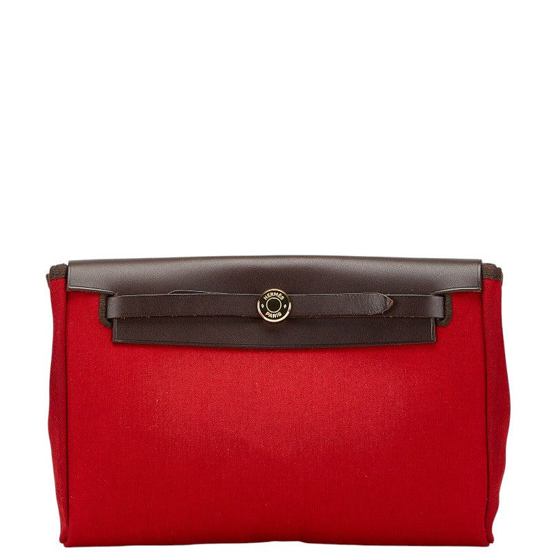 エルメス エールバッグ クラッチバッグ レッド ブラウン トワルオフィシエ レザー レディース HERMES 【中古】