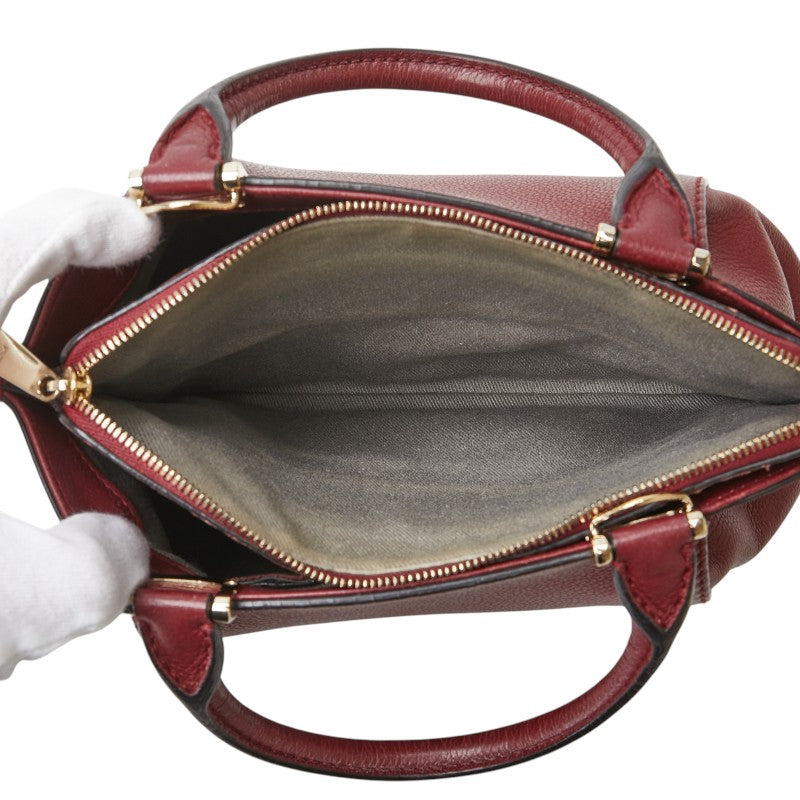 カルティエ C ドゥ カルティエ ハンドバッグ ボルドー ワインレッド レザー レディース CARTIER 【中古】