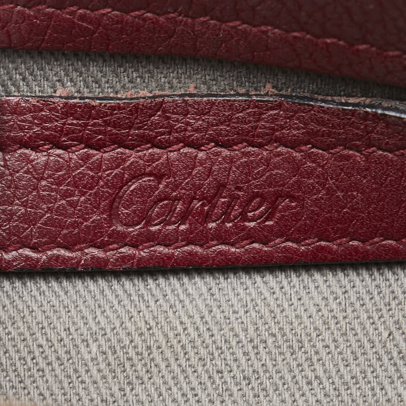 カルティエ C ドゥ カルティエ ハンドバッグ ボルドー ワインレッド レザー レディース CARTIER 【中古】