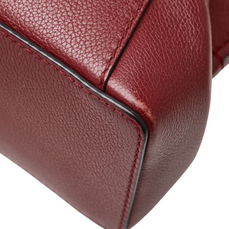 カルティエ C ドゥ カルティエ ハンドバッグ ボルドー ワインレッド レザー レディース CARTIER 【中古】