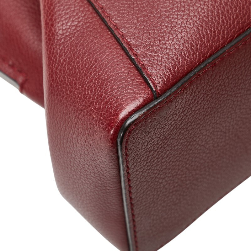 カルティエ C ドゥ カルティエ ハンドバッグ ボルドー ワインレッド レザー レディース CARTIER 【中古】