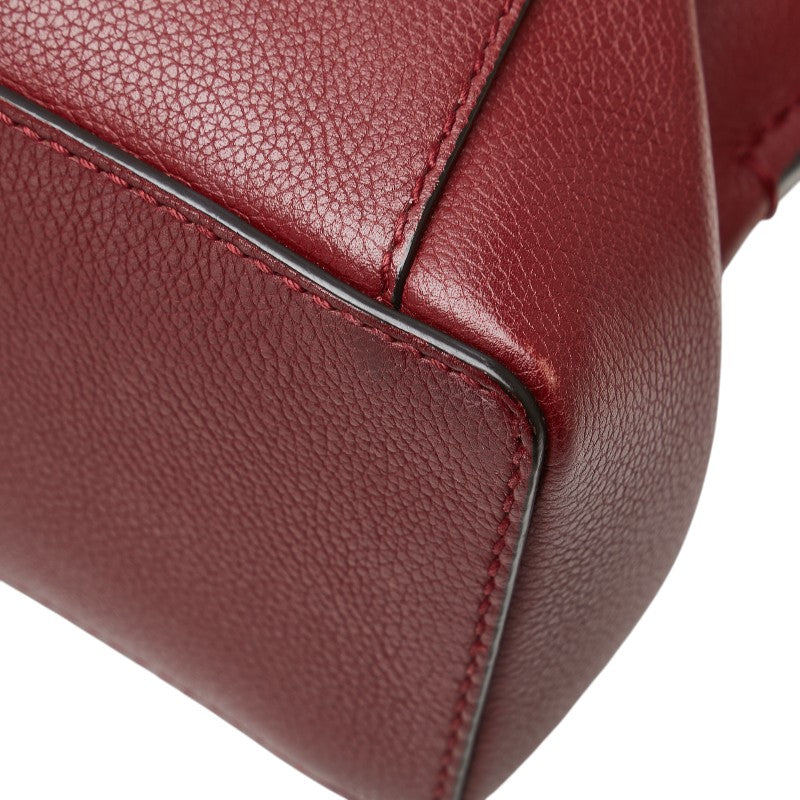 カルティエ C ドゥ カルティエ ハンドバッグ ボルドー ワインレッド レザー レディース CARTIER 【中古】