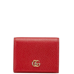 グッチ ダブルG 二つ折り財布 456126 レッド レザー レディース GUCCI 【中古】