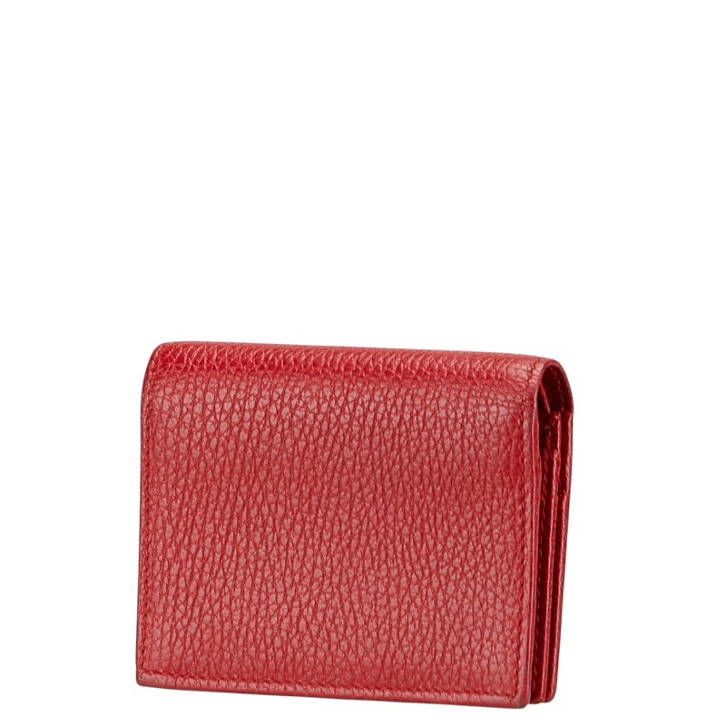グッチ ダブルG 二つ折り財布 456126 レッド レザー レディース GUCCI 【中古】