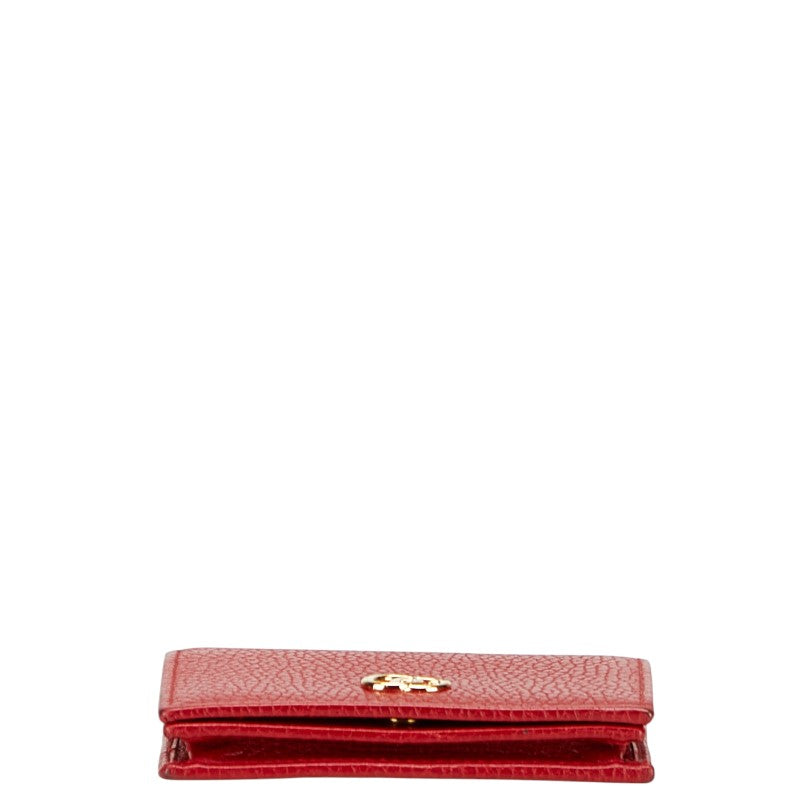 グッチ ダブルG 二つ折り財布 456126 レッド レザー レディース GUCCI 【中古】