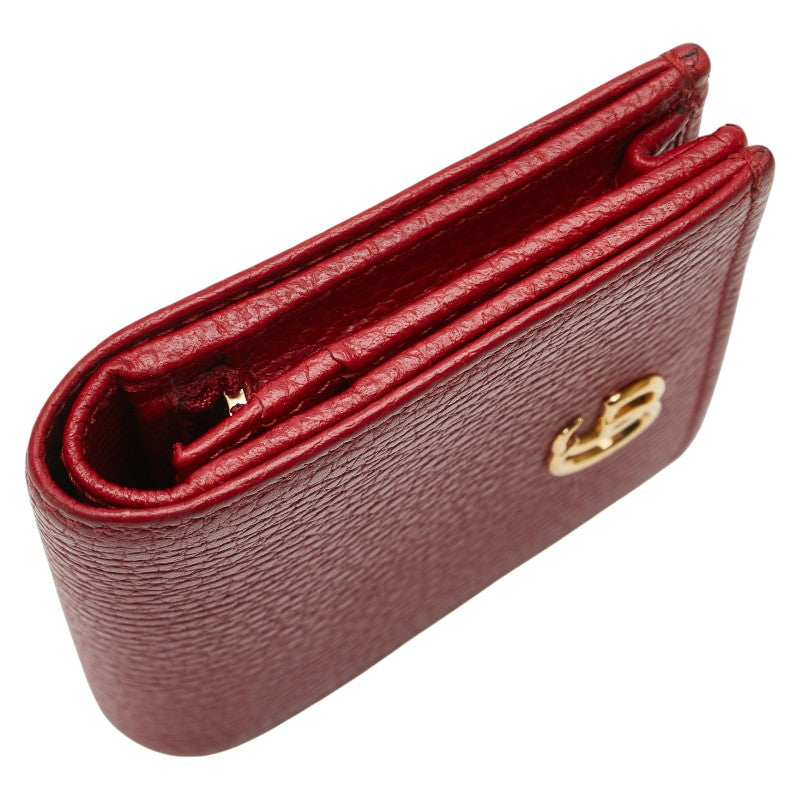グッチ ダブルG 二つ折り財布 456126 レッド レザー レディース GUCCI 【中古】