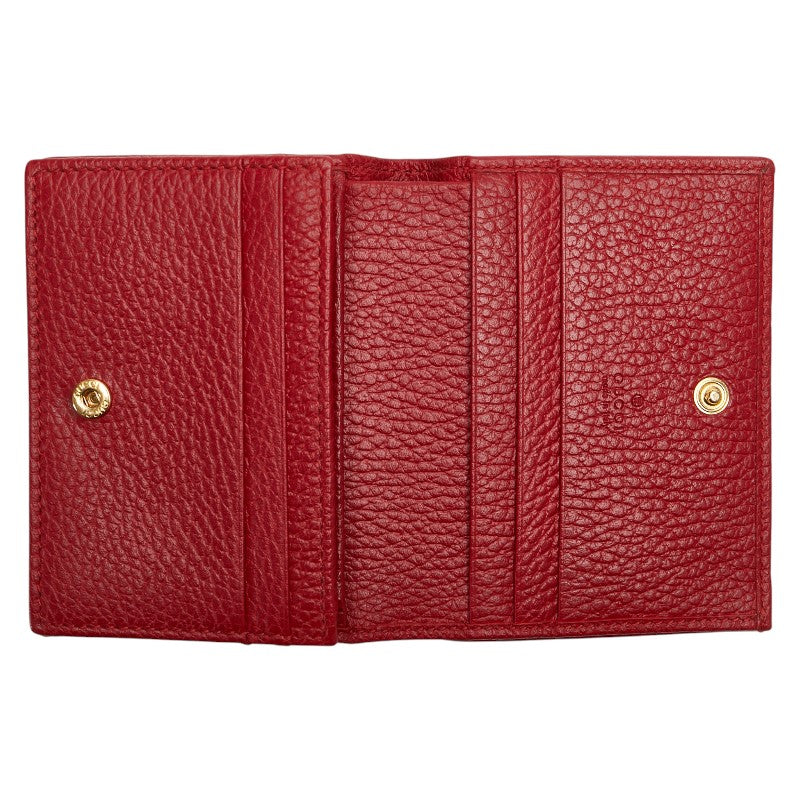 グッチ ダブルG 二つ折り財布 456126 レッド レザー レディース GUCCI 【中古】