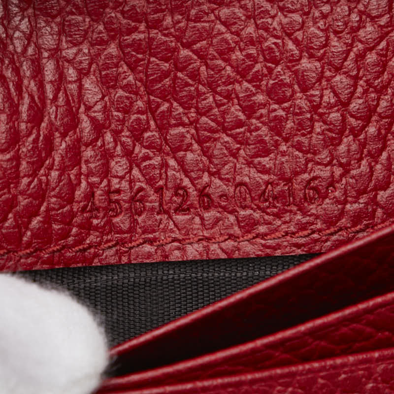 グッチ ダブルG 二つ折り財布 456126 レッド レザー レディース GUCCI 【中古】