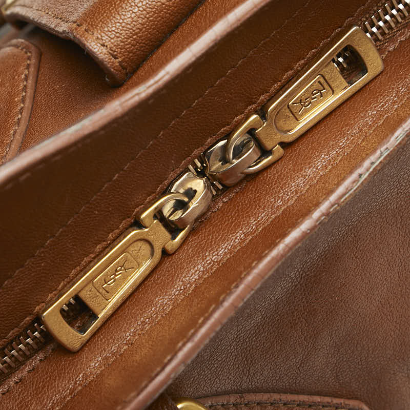 イヴ サンローラン Yライン カバシック クラシック ハンドバッグ 279079 ブラウン レザー レディース YVES SAINT LAURENT 【中古】