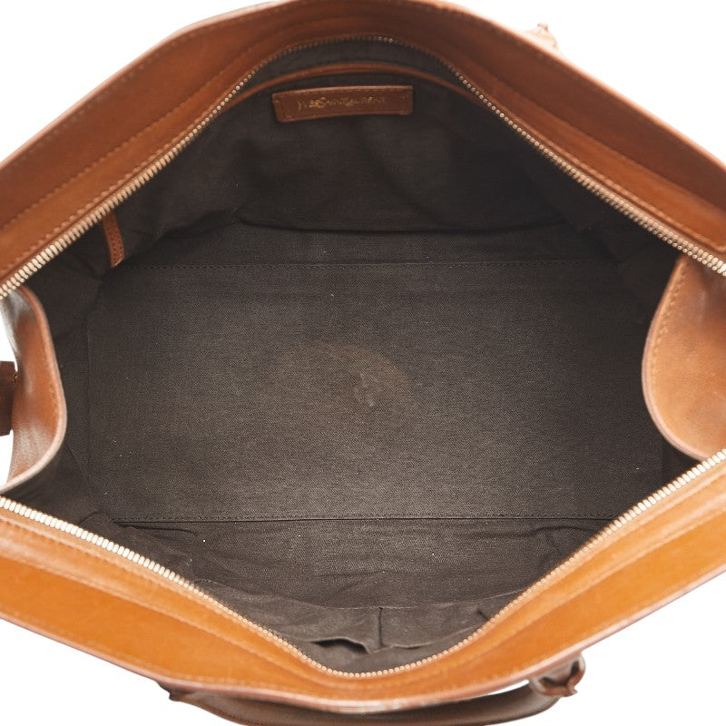 イヴ サンローラン Yライン カバシック クラシック ハンドバッグ 279079 ブラウン レザー レディース YVES SAINT LAURENT 【中古】