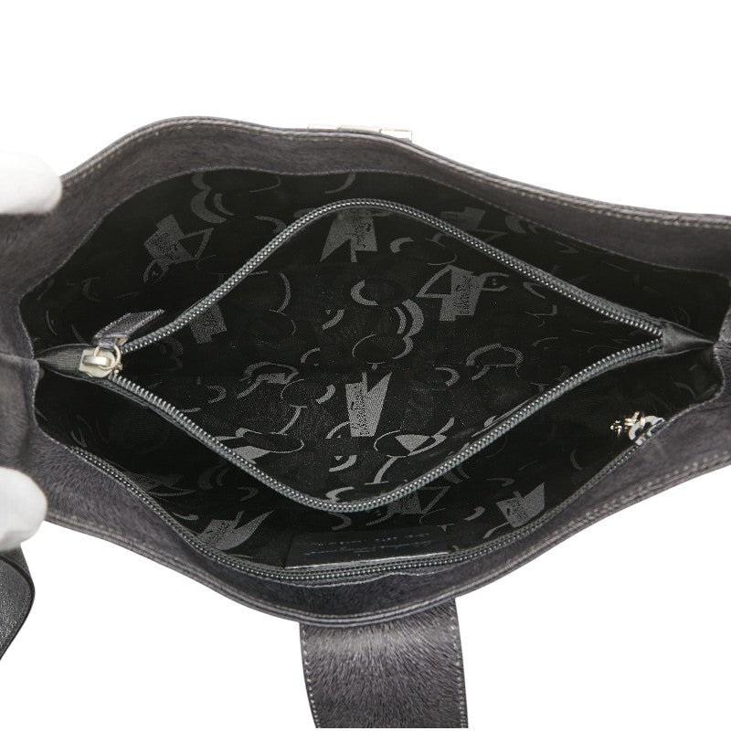 サルヴァトーレフェラガモ ガンチーニ ワンショルダーバッグ グレー ブラック レザー レディース Salvatore Ferragamo 【中古】