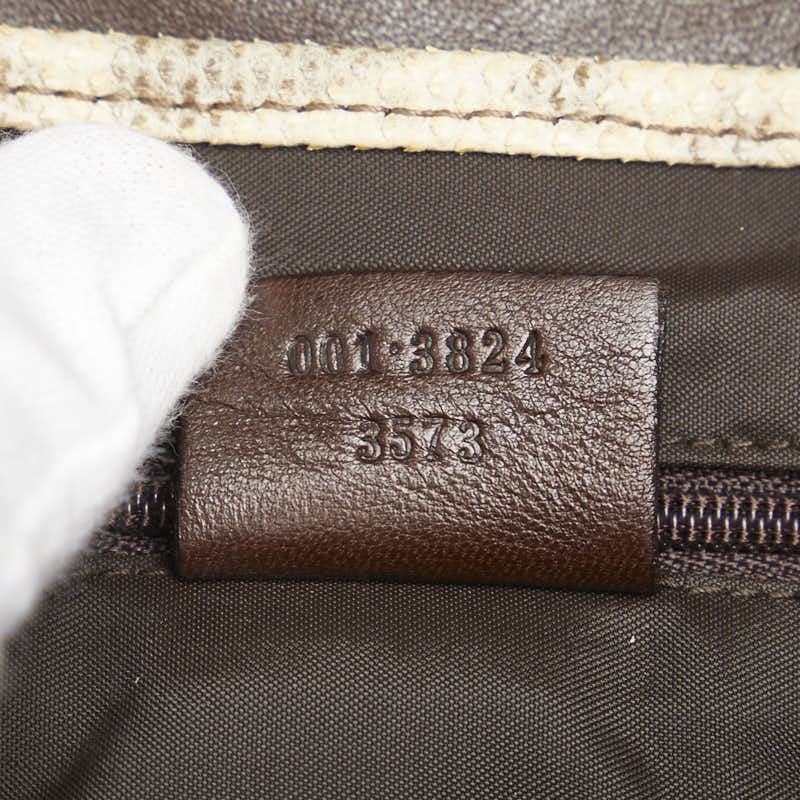 グッチ ジャッキー パイソン ワンショルダーバッグ 001 3824 3573 ブラウン ベージュ レザー レディース GUCCI 【中古】