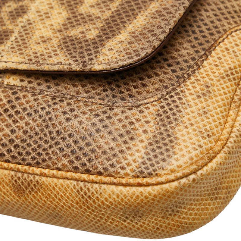 グッチ ジャッキー パイソン ワンショルダーバッグ 001 3824 3573 ブラウン ベージュ レザー レディース GUCCI 【中古】