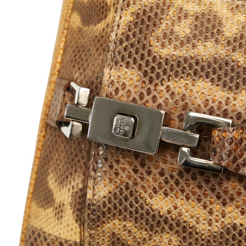 グッチ ジャッキー パイソン ワンショルダーバッグ 001 3824 3573 ブラウン ベージュ レザー レディース GUCCI 【中古】
