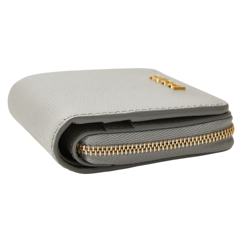 グッチ スクリプト ミニウォレット 二つ折り財布 772639 グレー レザー レディース GUCCI 【中古】