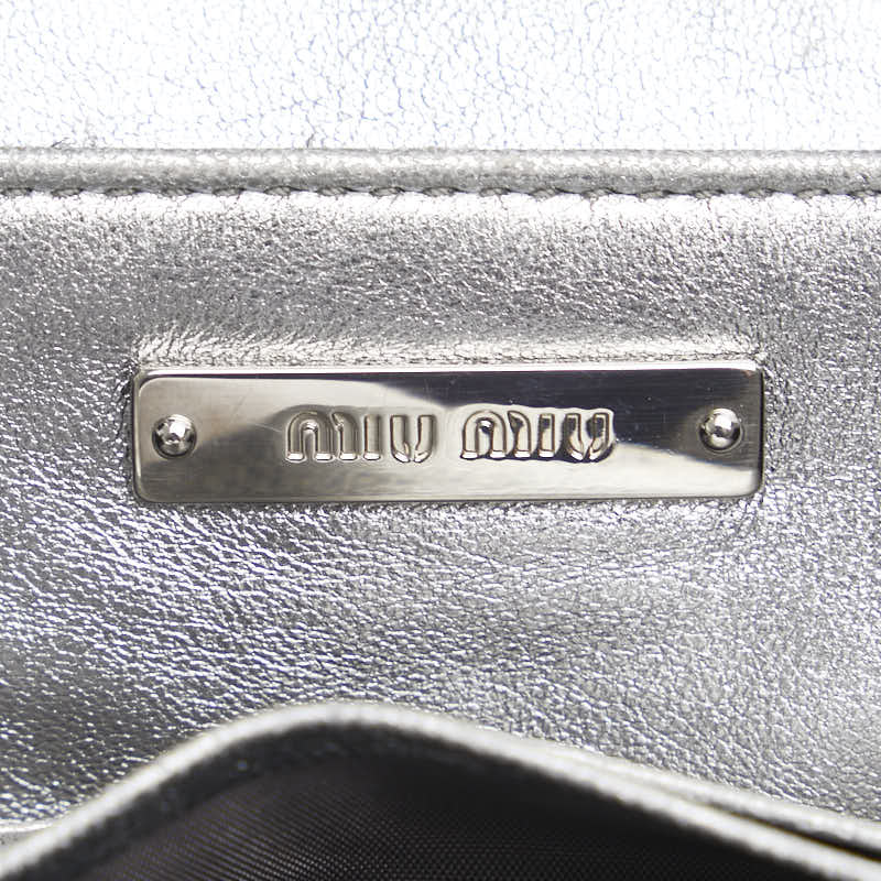 ミュウミュウ マテラッセ チェーン ショルダーバッグ シルバー レザー レディース MIUMIU 【中古】