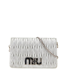 ミュウミュウ マテラッセ チェーン ショルダーバッグ シルバー レザー レディース MIUMIU 【中古】