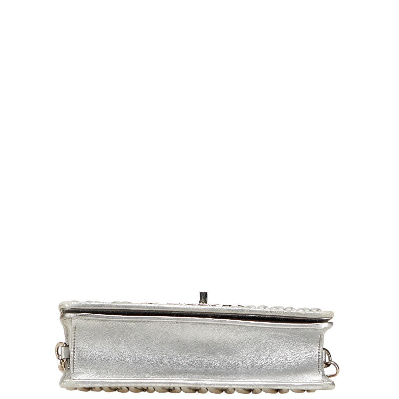 ミュウミュウ マテラッセ チェーン ショルダーバッグ シルバー レザー レディース MIUMIU 【中古】