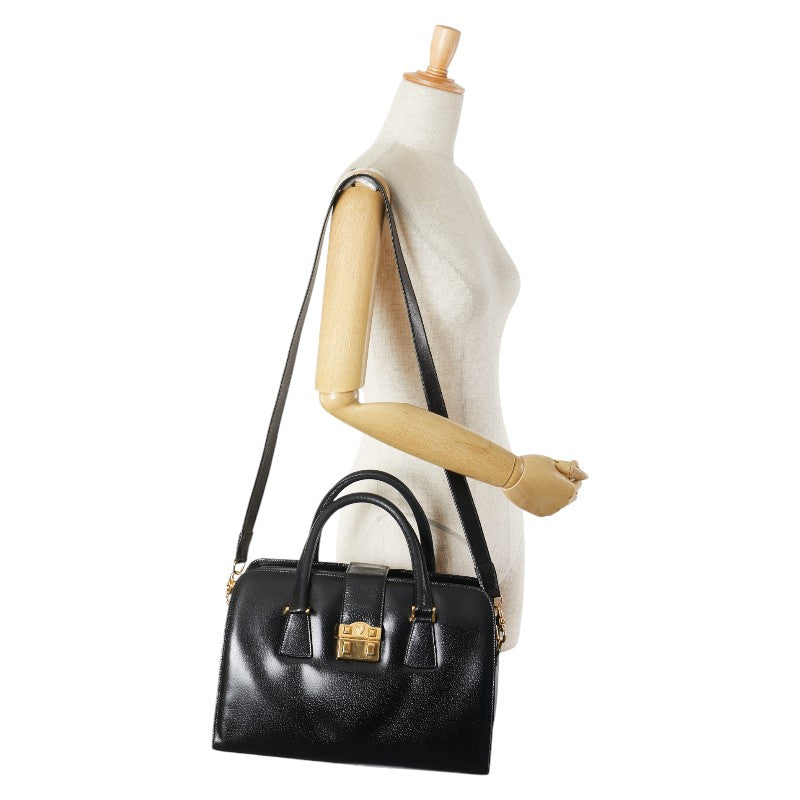グッチ オールドグッチ ボストンバッグ ショルダーバッグ 2WAY 000 109 0112 ブラック レザー レディース GUCCI 【中古】