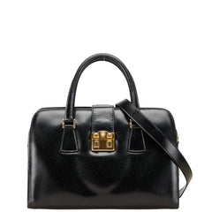 グッチ オールドグッチ ボストンバッグ ショルダーバッグ 2WAY 000 109 0112 ブラック レザー レディース GUCCI 【中古】