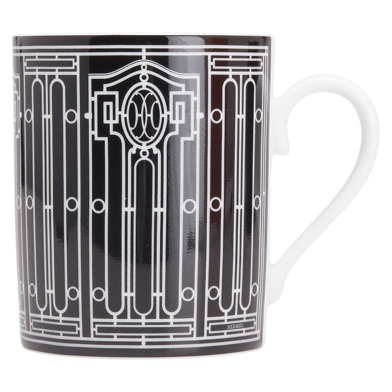 エルメス Hデコ マグカップ ブラック ホワイト 陶器 レディース HERMES 【中古】