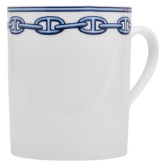 エルメス シェーヌダンクル マグカップ ホワイト ブルー 陶器 レディース HERMES 【中古】