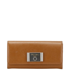プラダ 長財布 1MH037 ブラウン サフィアーノレザー レディース PRADA 【中古】