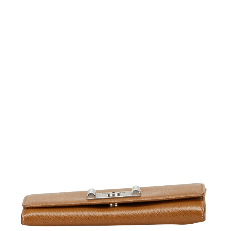 プラダ 長財布 1MH037 ブラウン サフィアーノレザー レディース PRADA 【中古】