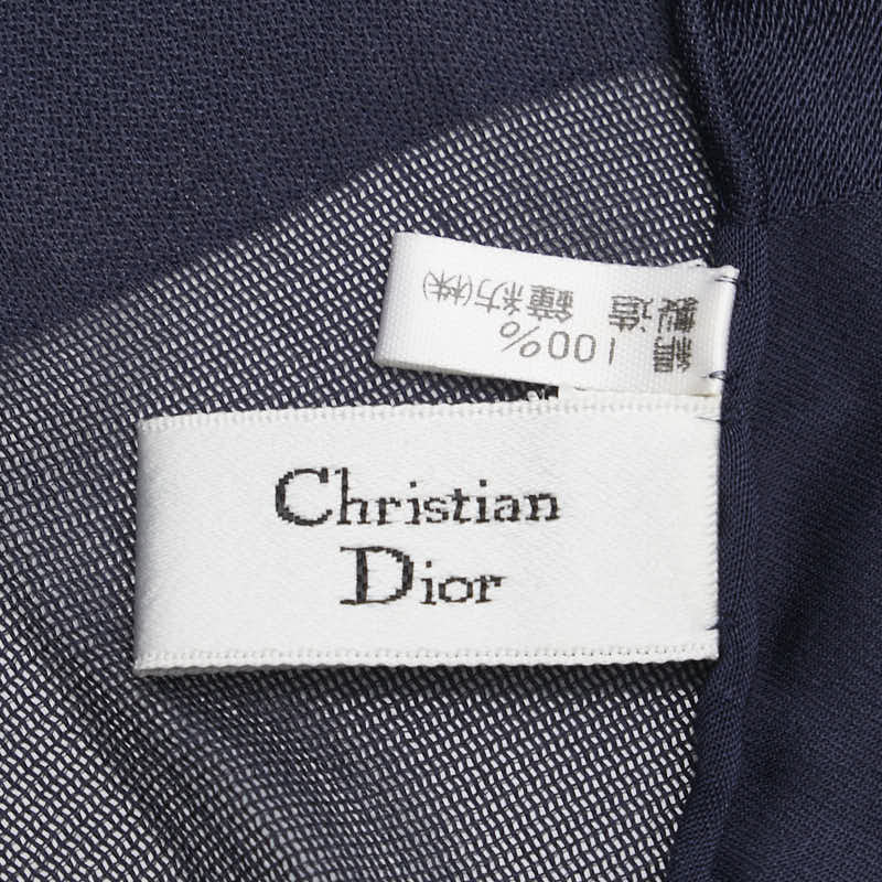クリスチャンディオール 大判 スカーフ ネイビー シルク レディース Christian Dior 【中古】