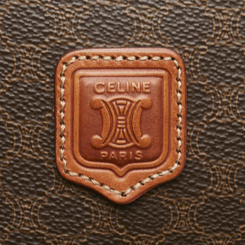 セリーヌ マカダム ハンドバッグ バニティバッグ ブラウン PVC レザー レディース CELINE 【中古】