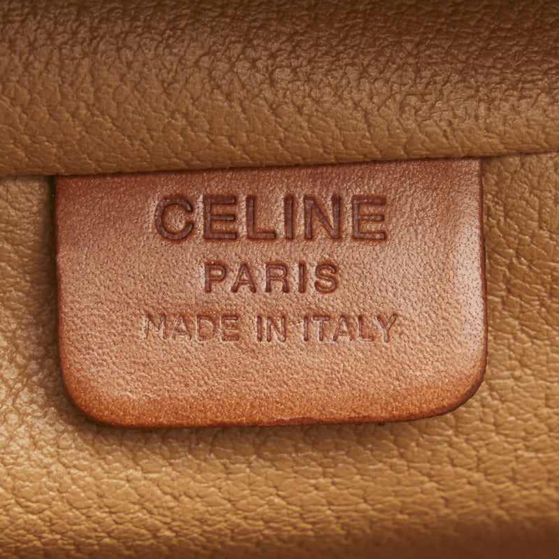 セリーヌ マカダム ハンドバッグ バニティバッグ ブラウン PVC レザー レディース CELINE 【中古】