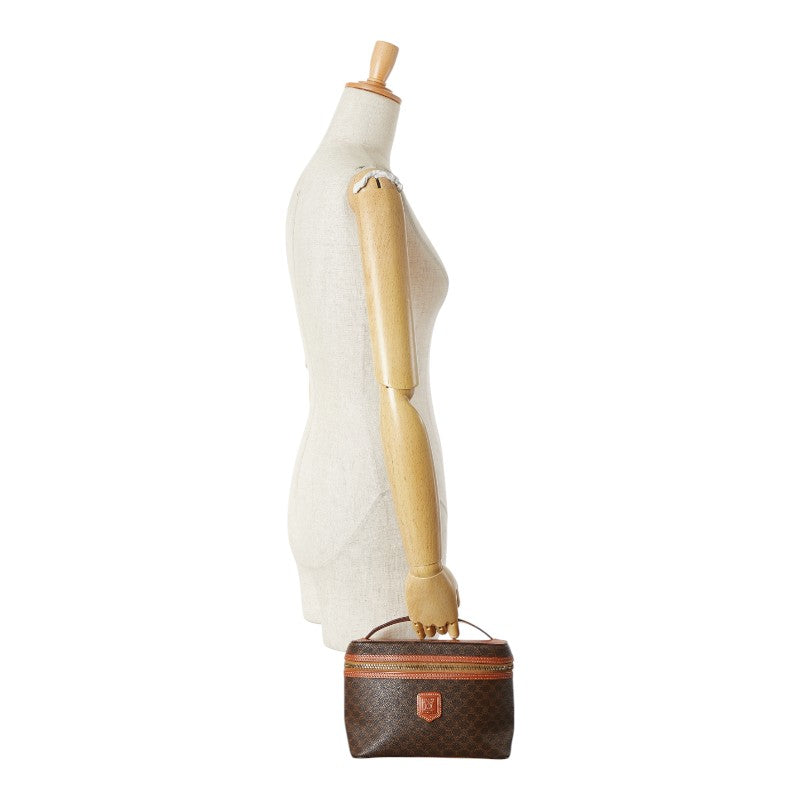 セリーヌ マカダム ハンドバッグ バニティバッグ ブラウン PVC レザー レディース CELINE 【中古】