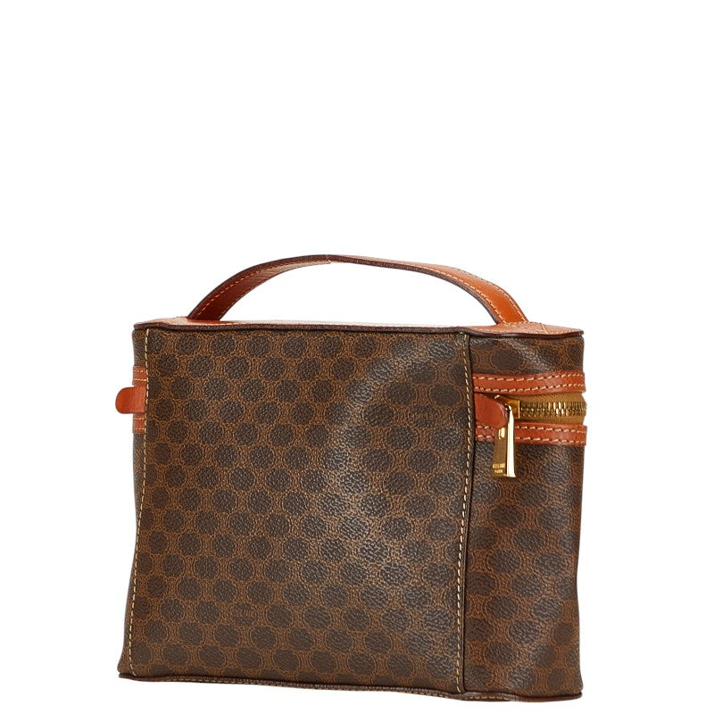 セリーヌ マカダム ハンドバッグ バニティバッグ ブラウン PVC レザー レディース CELINE 【中古】