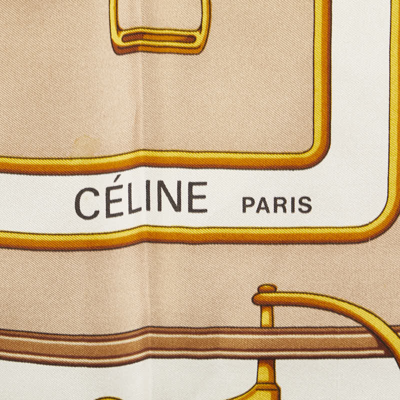 セリーヌ ホースビット 大判 スカーフ ベージュ シルク レディース CELINE 【中古】