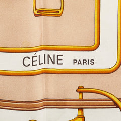 セリーヌ ホースビット 大判 スカーフ ベージュ シルク レディース CELINE 中古