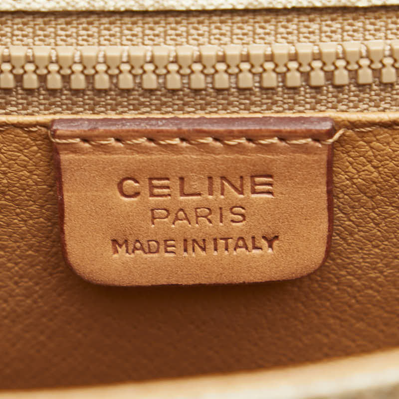 セリーヌ マカダム 斜め掛け ショルダーバッグ ベージュ ブラウン PVC レザー レディース CELINE 【中古】