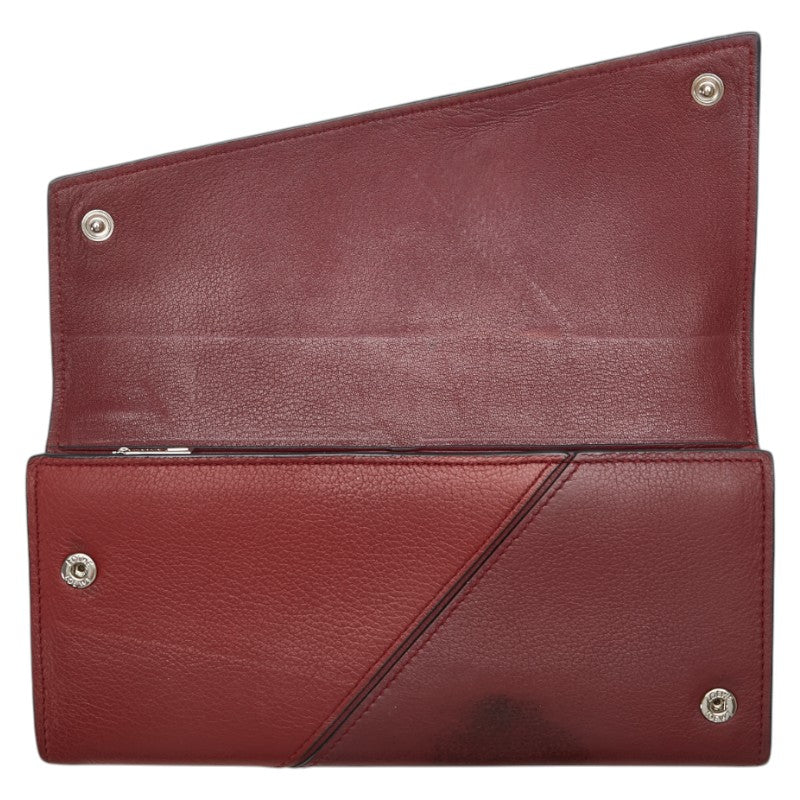 ロエベ パズル 長財布 コンチネンタルウォレット レッド ホワイト レザー レディース LOEWE 【中古】