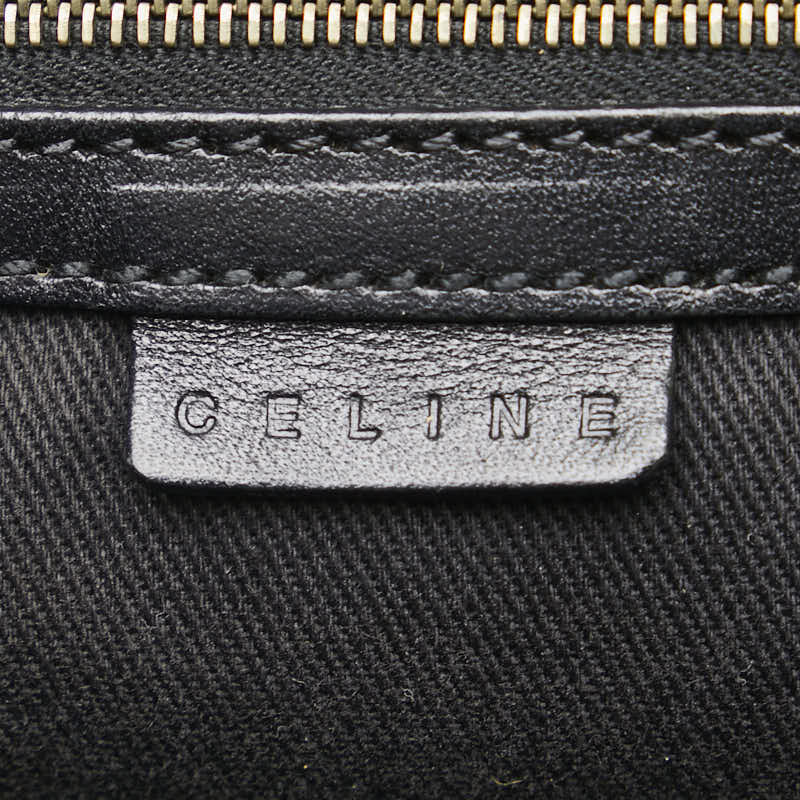 セリーヌ マカダム ハンドバッグ ブラック PVC レザー レディース CELINE 【中古】