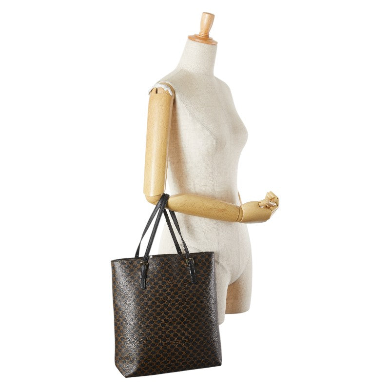 セリーヌ マカダム ハンドバッグ ブラック PVC レザー レディース CELINE 【中古】