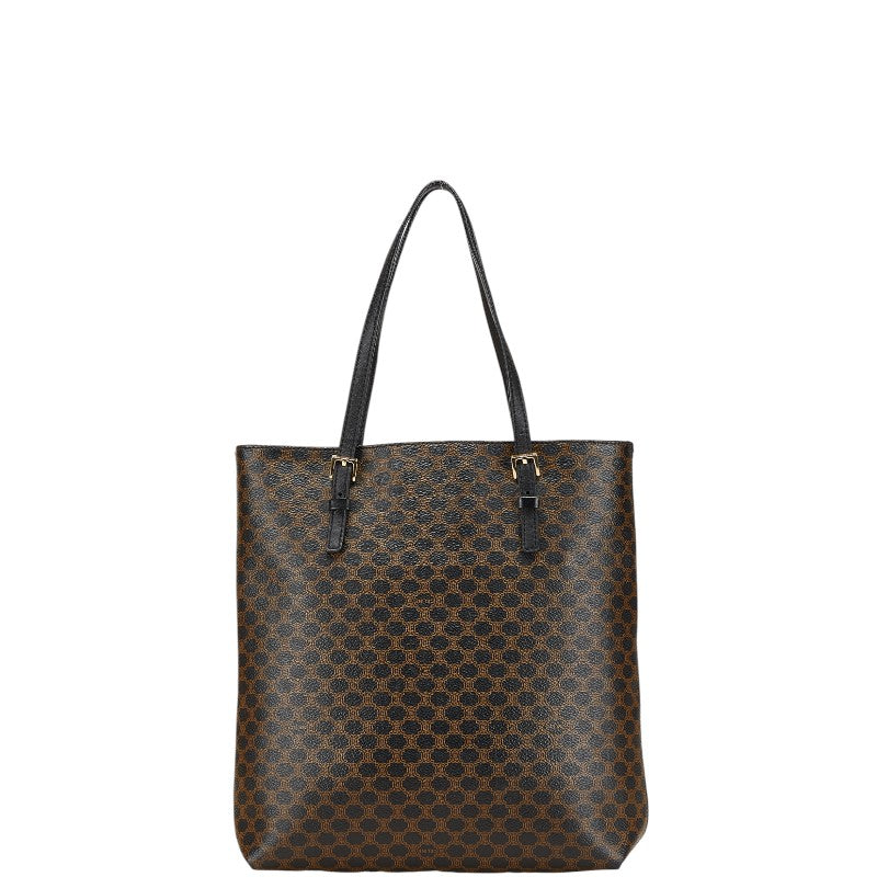 セリーヌ マカダム ハンドバッグ ブラック PVC レザー レディース CELINE 【中古】