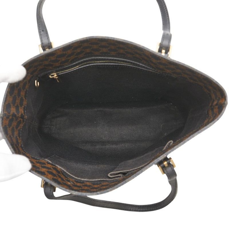 セリーヌ マカダム ハンドバッグ ブラック PVC レザー レディース CELINE 【中古】