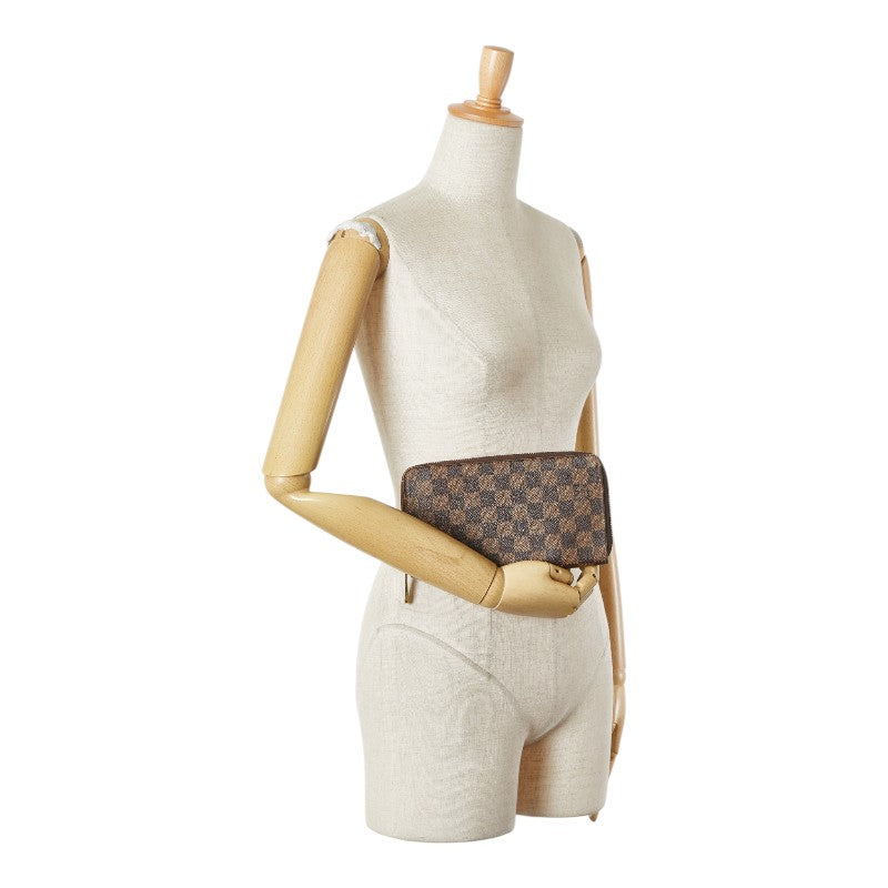 ルイ ヴィトン ダミエ ジッピー オーガナイザー 長財布 N60003 ブラウン PVC レザー レディース LOUIS VUITTON 【中古】