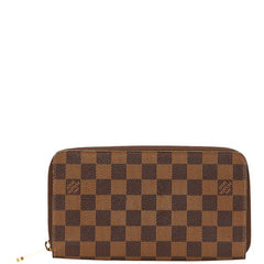 ルイ ヴィトン ダミエ ジッピー オーガナイザー 長財布 N60003 ブラウン PVC レザー レディース LOUIS VUITTON 中古