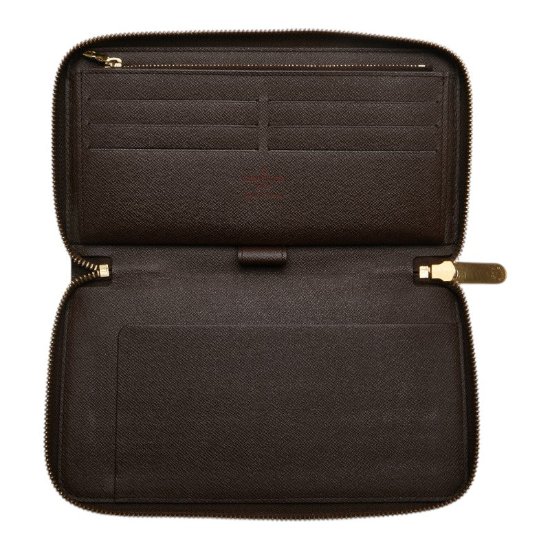 ルイ ヴィトン ダミエ ジッピー オーガナイザー 長財布 N60003 ブラウン PVC レザー レディース LOUIS VUITTON 【中古】